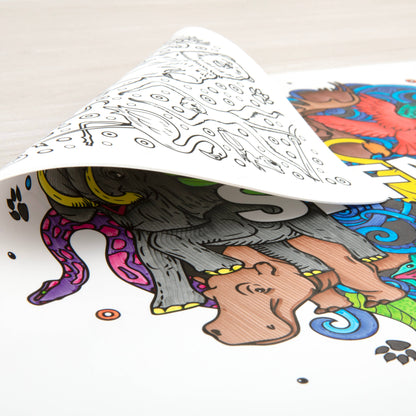 Little Change Creators - SAFARI | Washable Animal Colouring Activity Mat