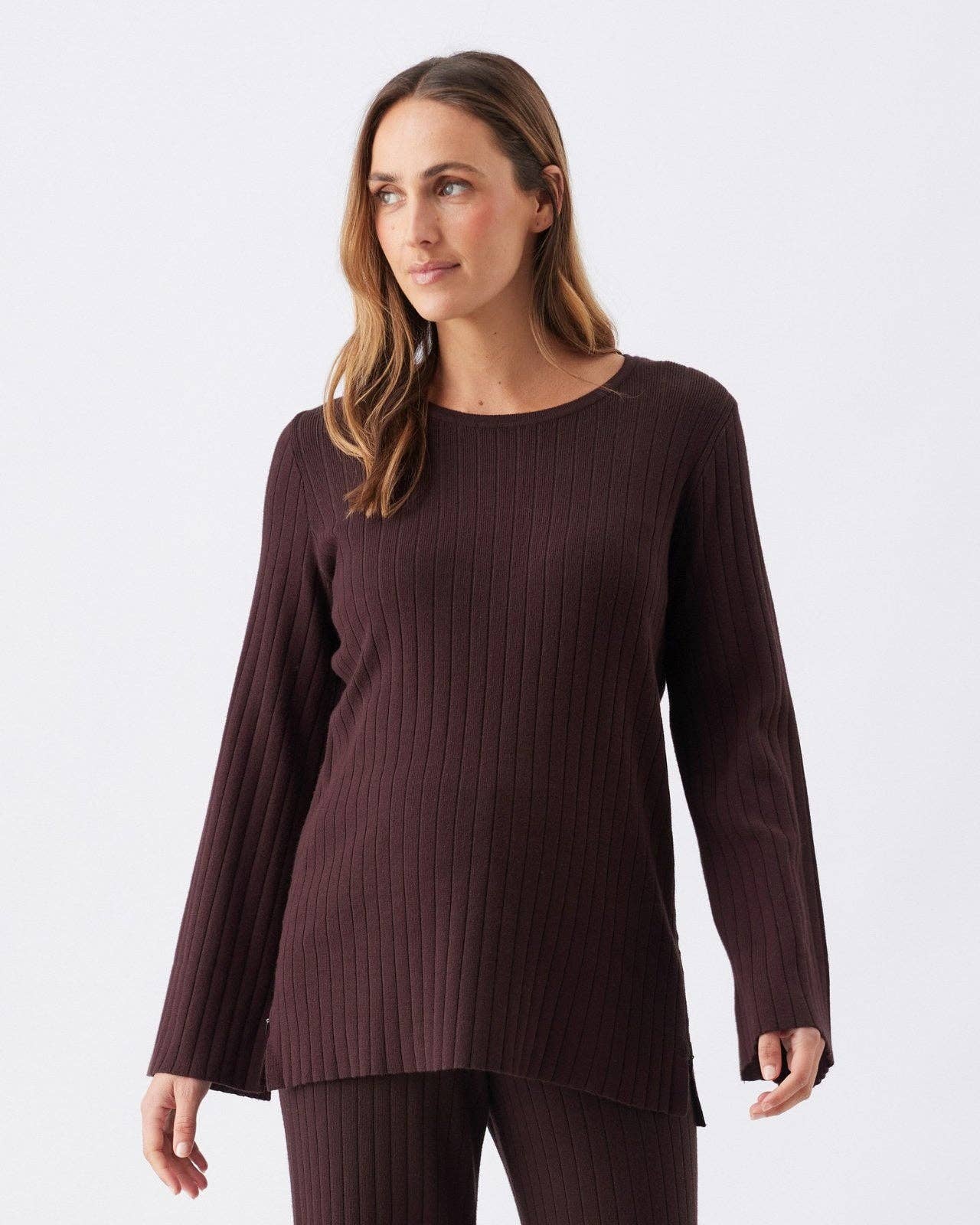 Ripe Maternity - Dallas Rib Knit Nursing Top Cocoa
