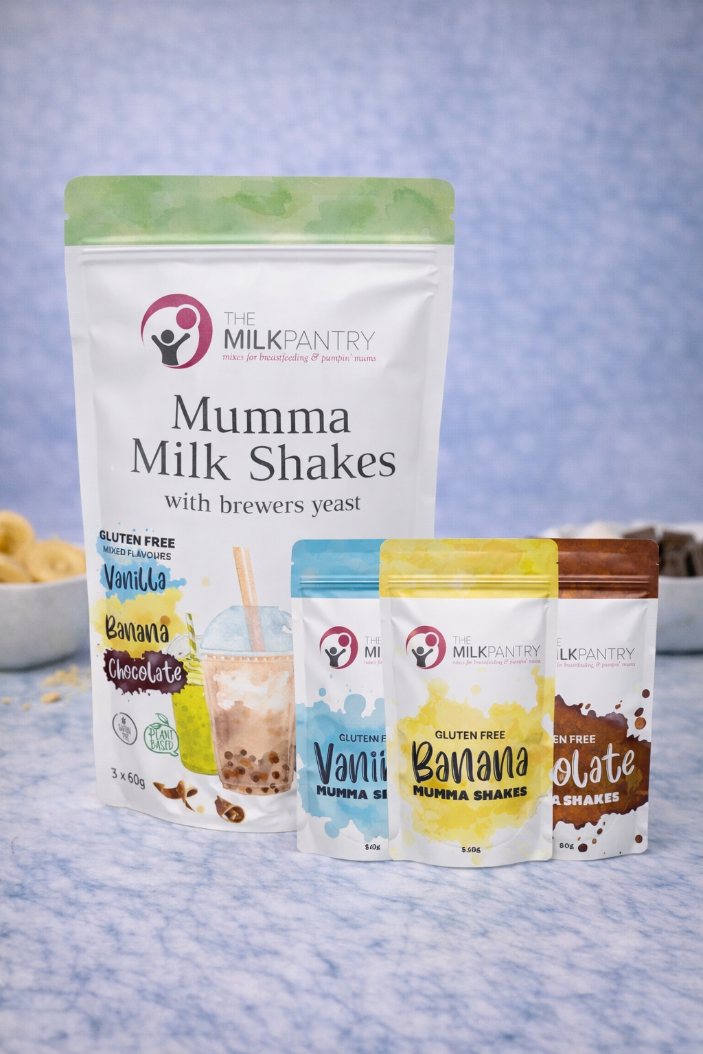 The Milk Pantry - Gluten Free Mumma Shakes Sampler Pack (3 x 60g – 9 Serves) 🌱🥤💕
