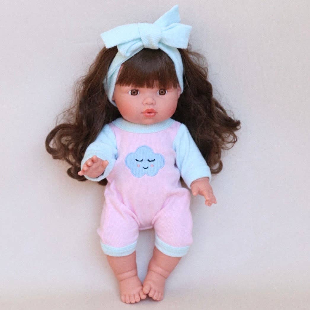 SALLI COLLECTIVE - Dolls Sweet Dreams cloud Romper + Bow set Fits 34-38cm