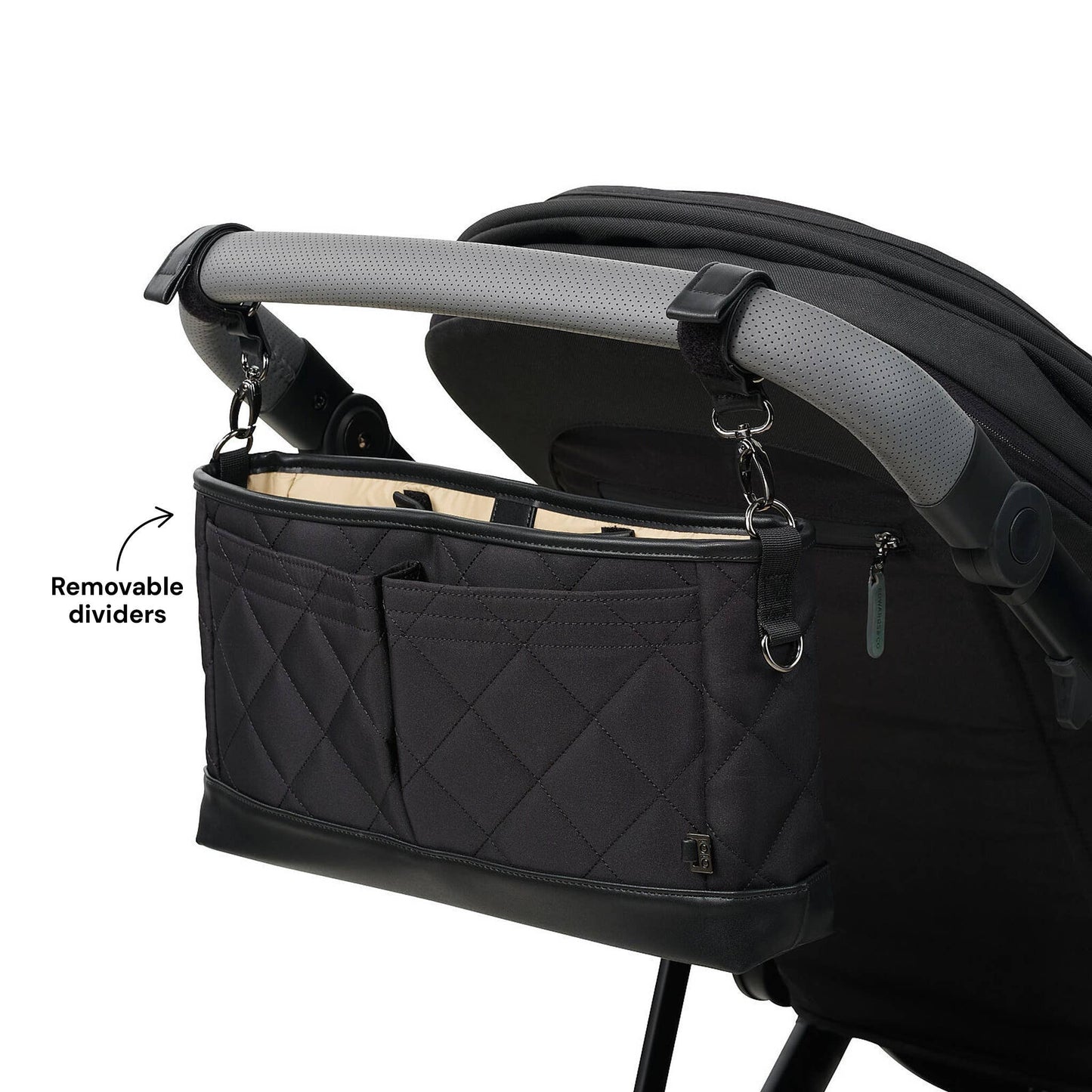 OiOi - Signature Pram Caddy - Black Diamond Quilt