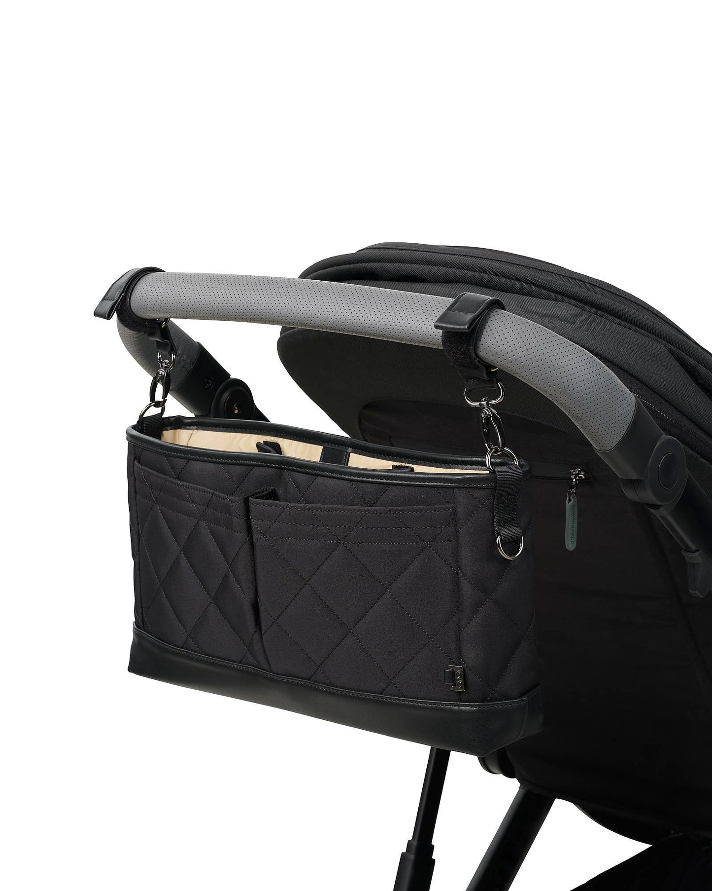 OiOi - Signature Pram Caddy - Black Diamond Quilt