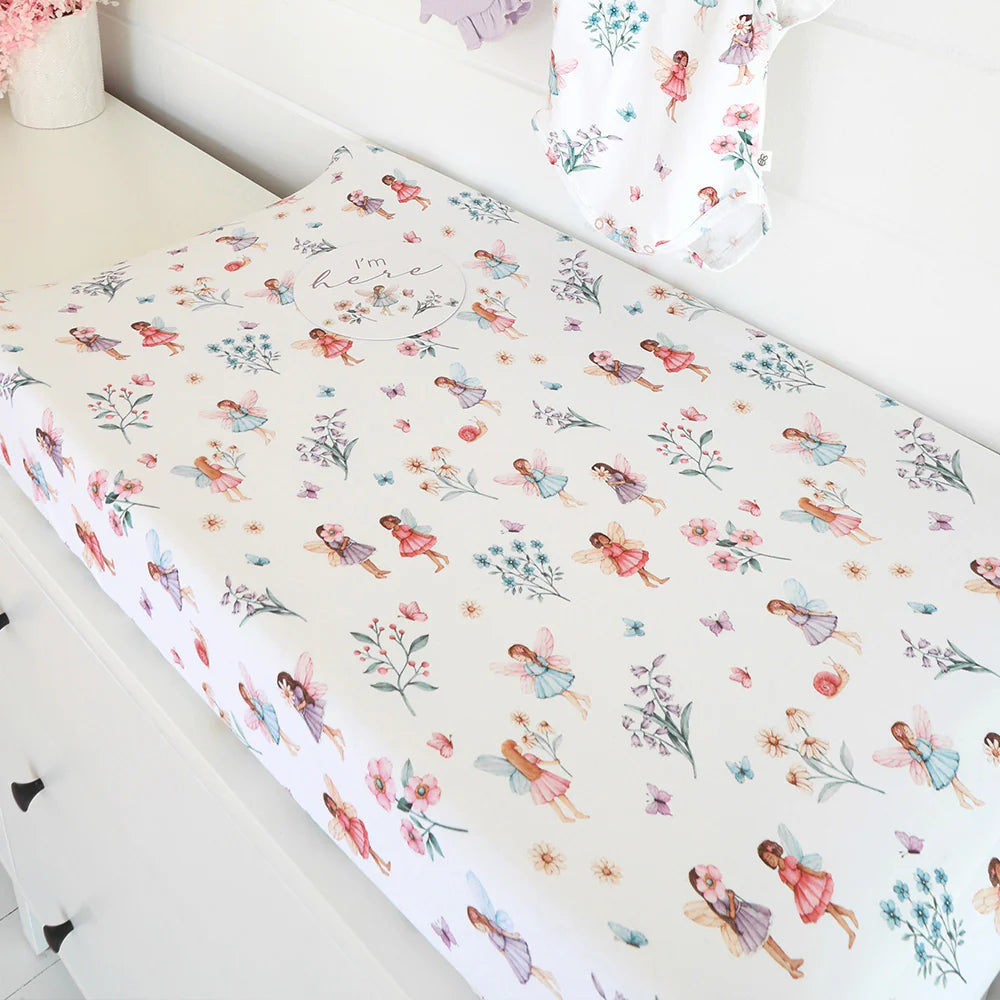 Snuggle Hunny - Fairy Garden Organic Bassinet Sheet / Change Pad Cover