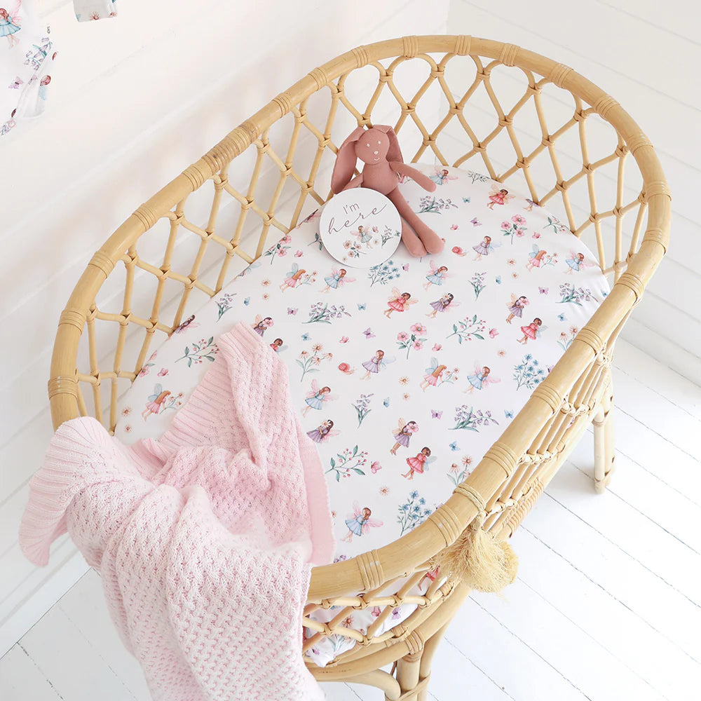Snuggle Hunny - Fairy Garden Organic Bassinet Sheet / Change Pad Cover