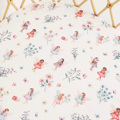 Snuggle Hunny - Fairy Garden Organic Bassinet Sheet / Change Pad Cover