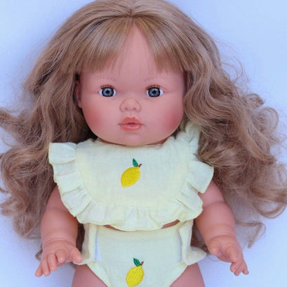SALLI COLLECTIVE - 🍋 Lemon Frilled Bib & Diaper Doll Set