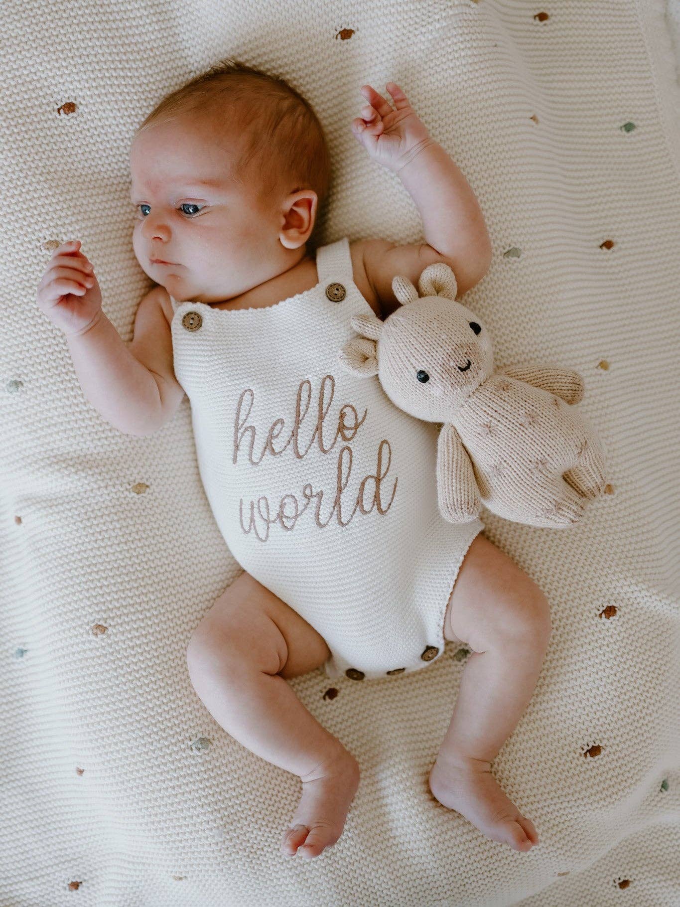 Elke & Indigo - Hello World Romper - White/Mocha