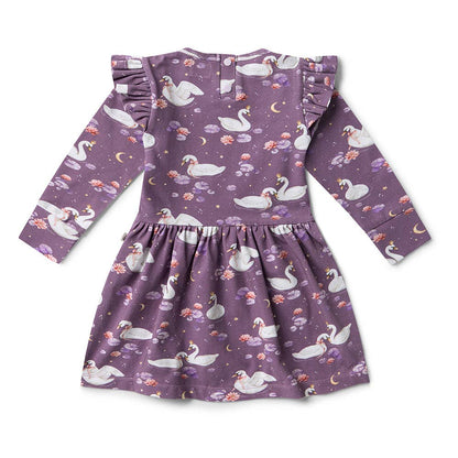 Snuggle Hunny - Midnight Swan Long Sleeve Organic Dress