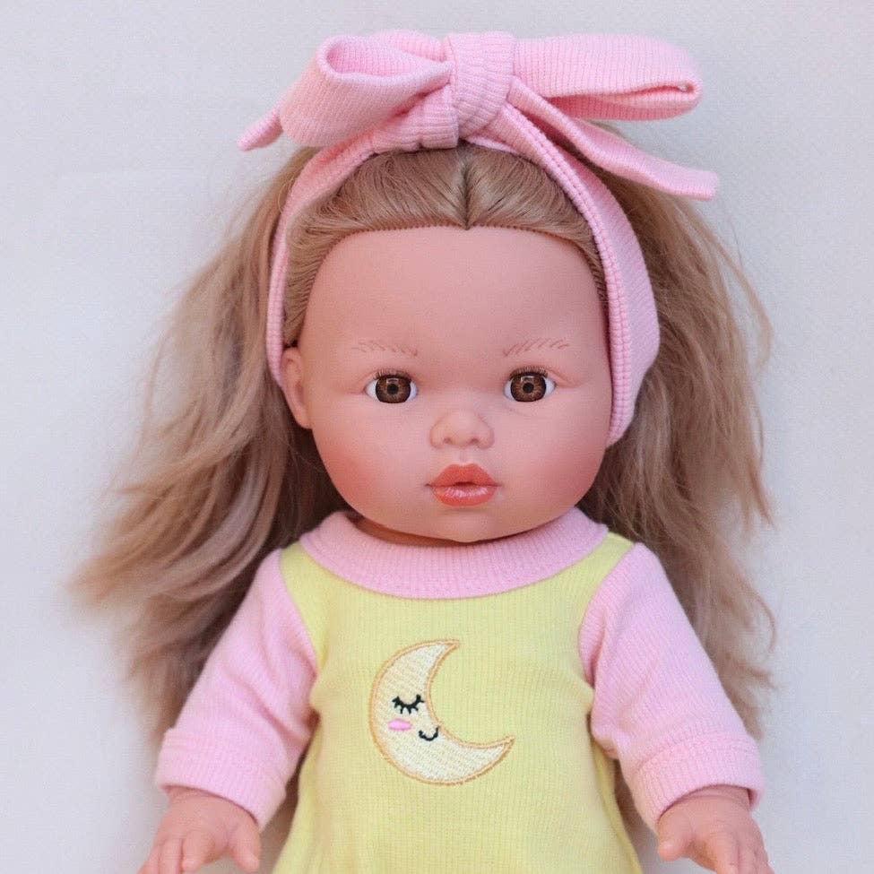 SALLI COLLECTIVE - Doll Moonbeam Romper + Bow set - Fits 34-38cm Minikane Gordis, Mini Colettos, Llorens dolls