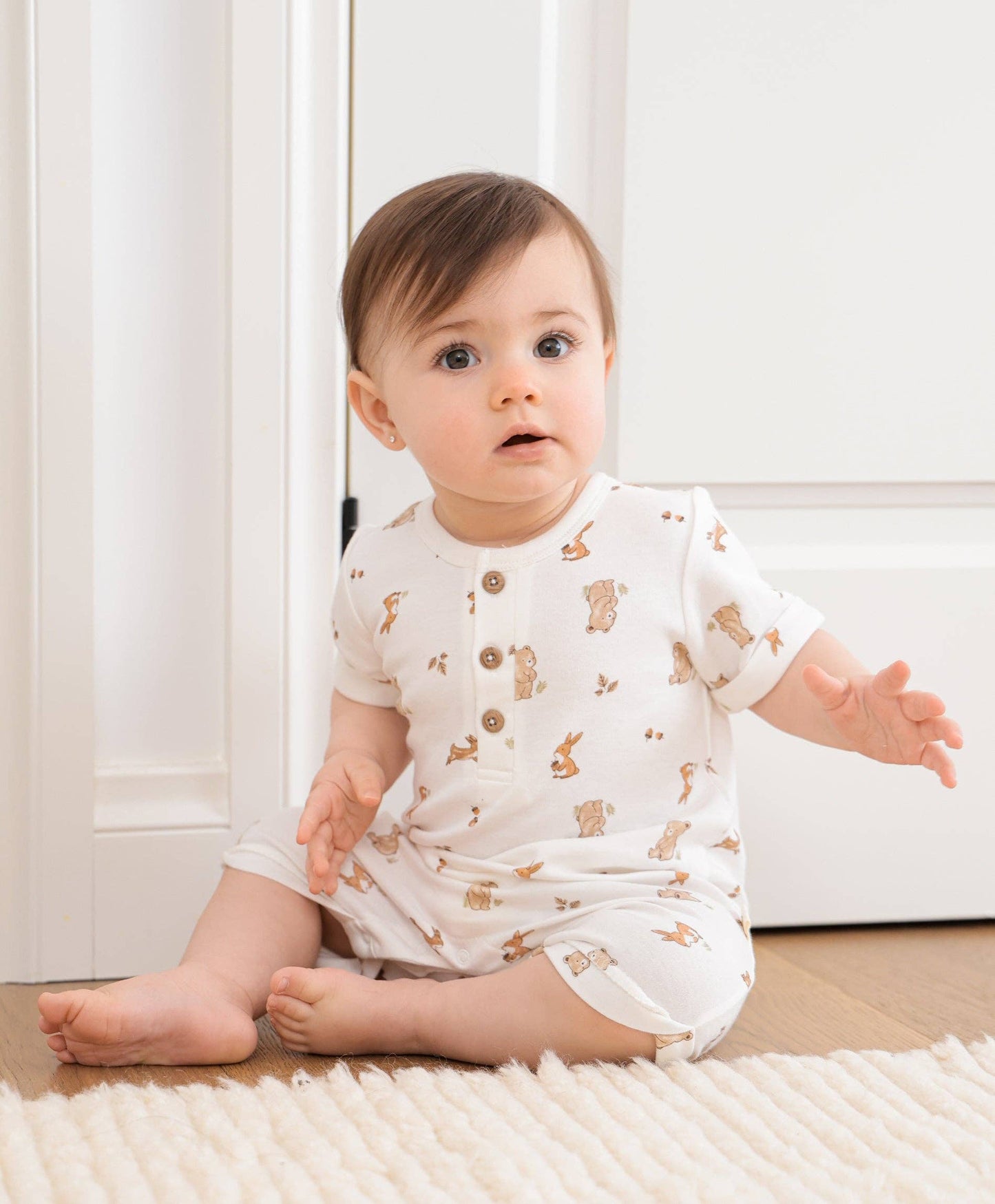 Lūmmi in Colour Babywear - Organic Cotton Romper - Bear & Bunny