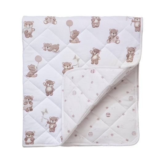 Living Textiles - Reversible Organic Jersey Cot Comforter - Cuddly Bear