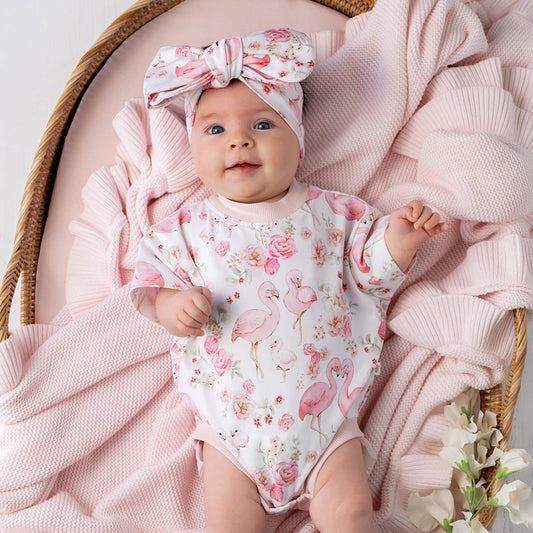 Snuggle Hunny - Flamingos Organic Oversized Romper