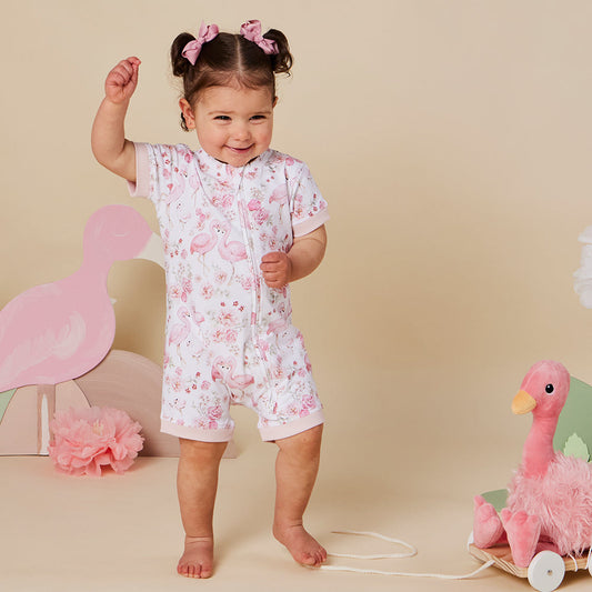 Snuggle Hunny - Flamingos Organic Snuggle Shortie