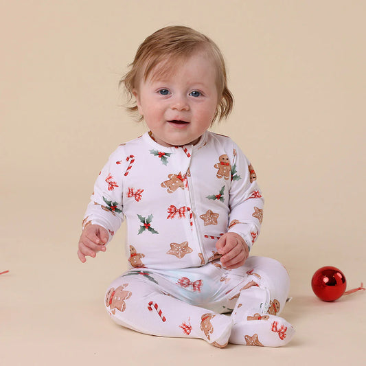 Snuggle Hunny - Gingerbread Organic Snuggle Sleepsuit Zip Footie