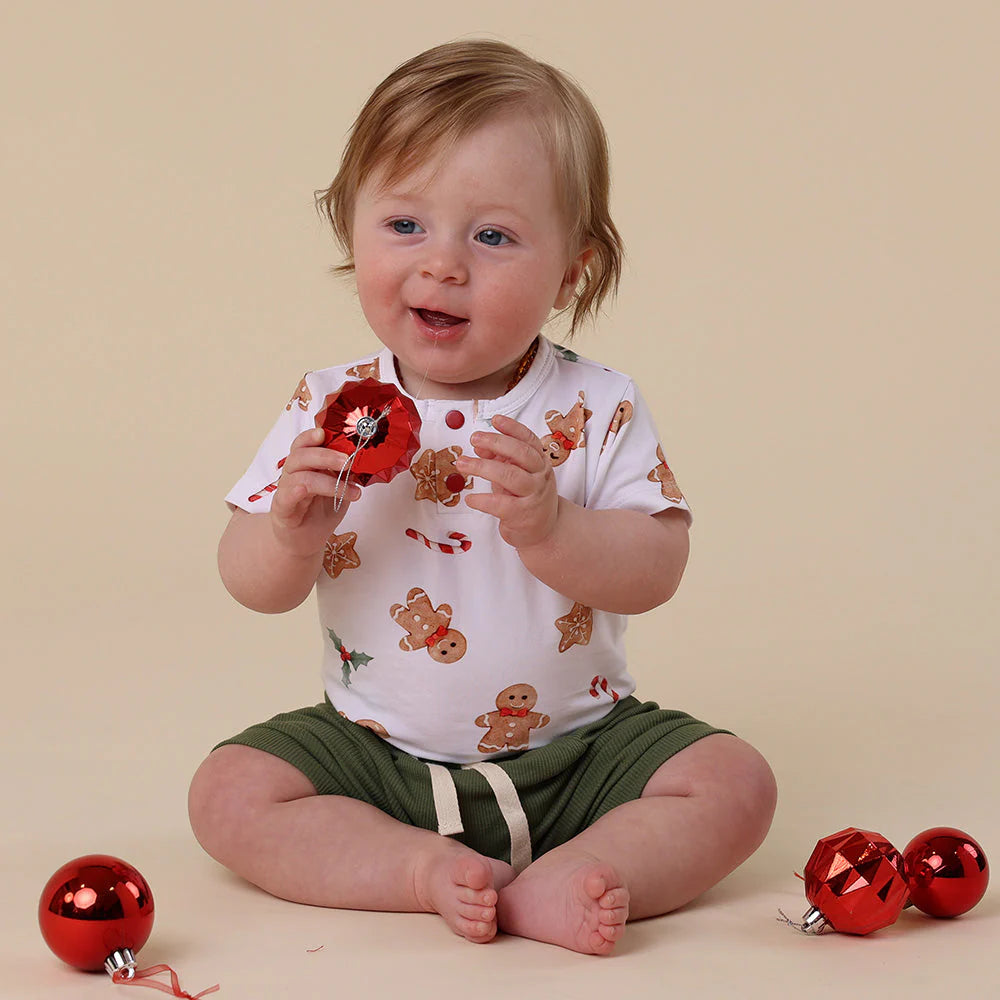 Snuggle Hunny - Gingerbread Short Sleeve Organic Bodysuit