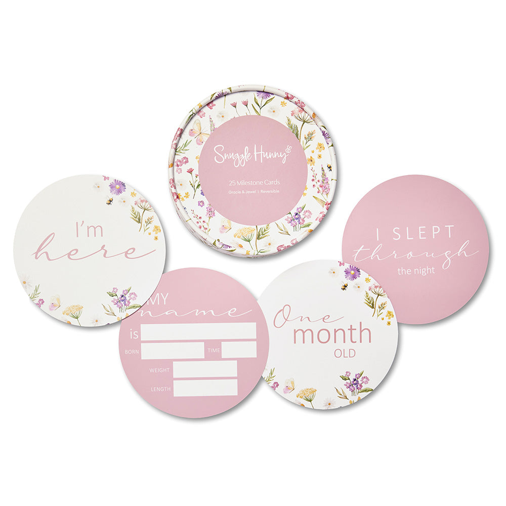 Gracie & Jewel Pink Reversible Milestone Cards