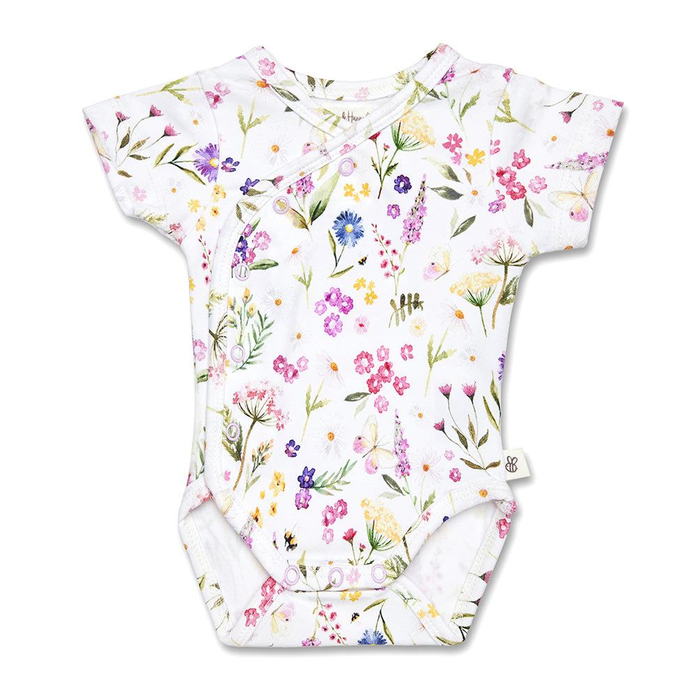 Snuggle Hunny Gracie kimono bodysuit flatlay