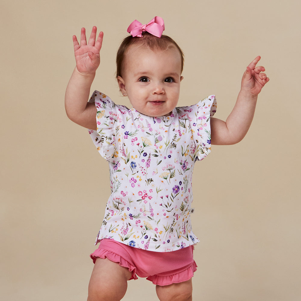 Gracie Organic Short Sleeve Top with Frill