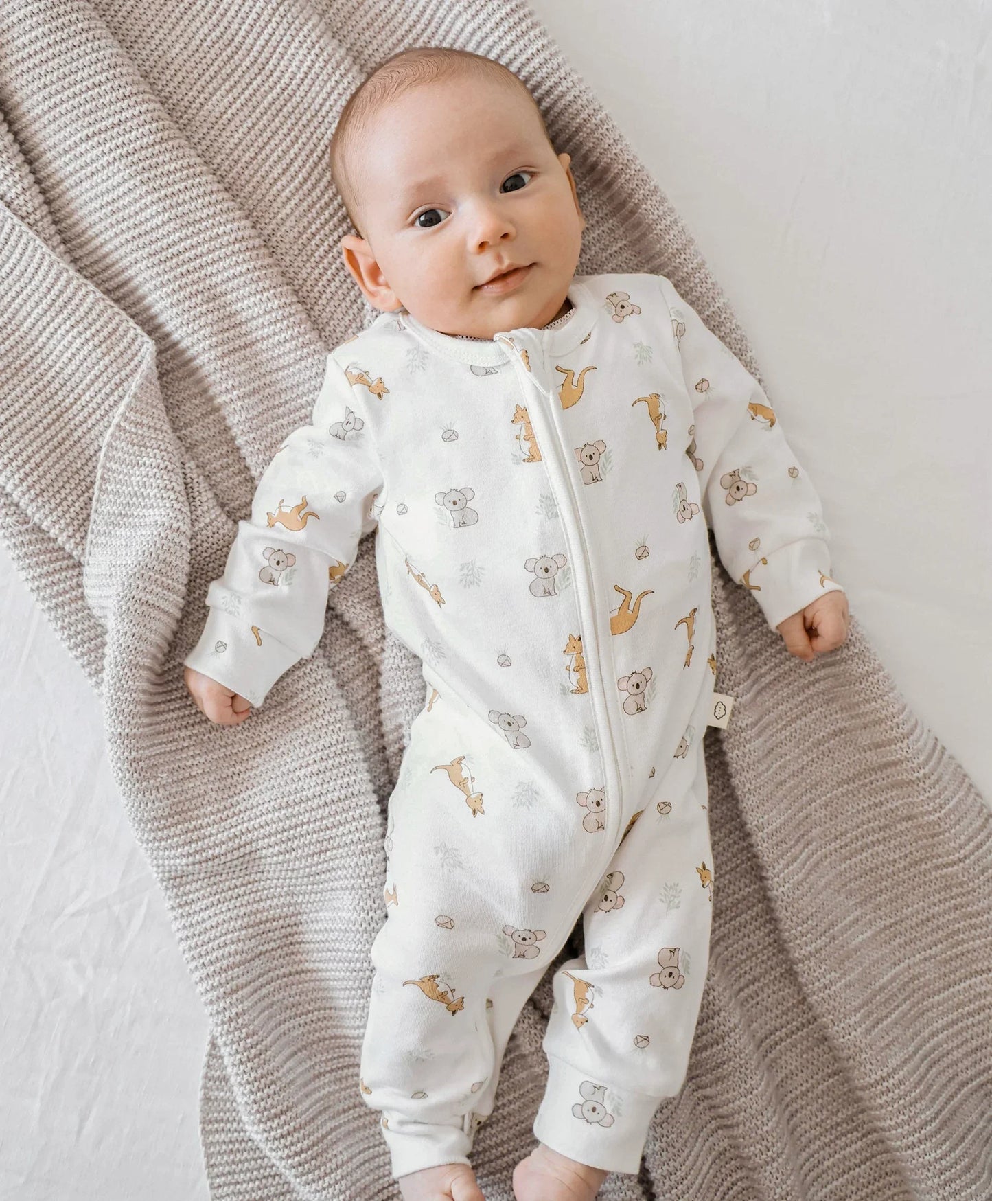 Lummi in Colour - Organic Cotton Growsuit - Kangaroo & Koala