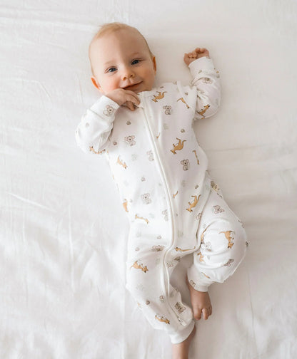 Lummi in Colour - Organic Cotton Growsuit - Kangaroo & Koala