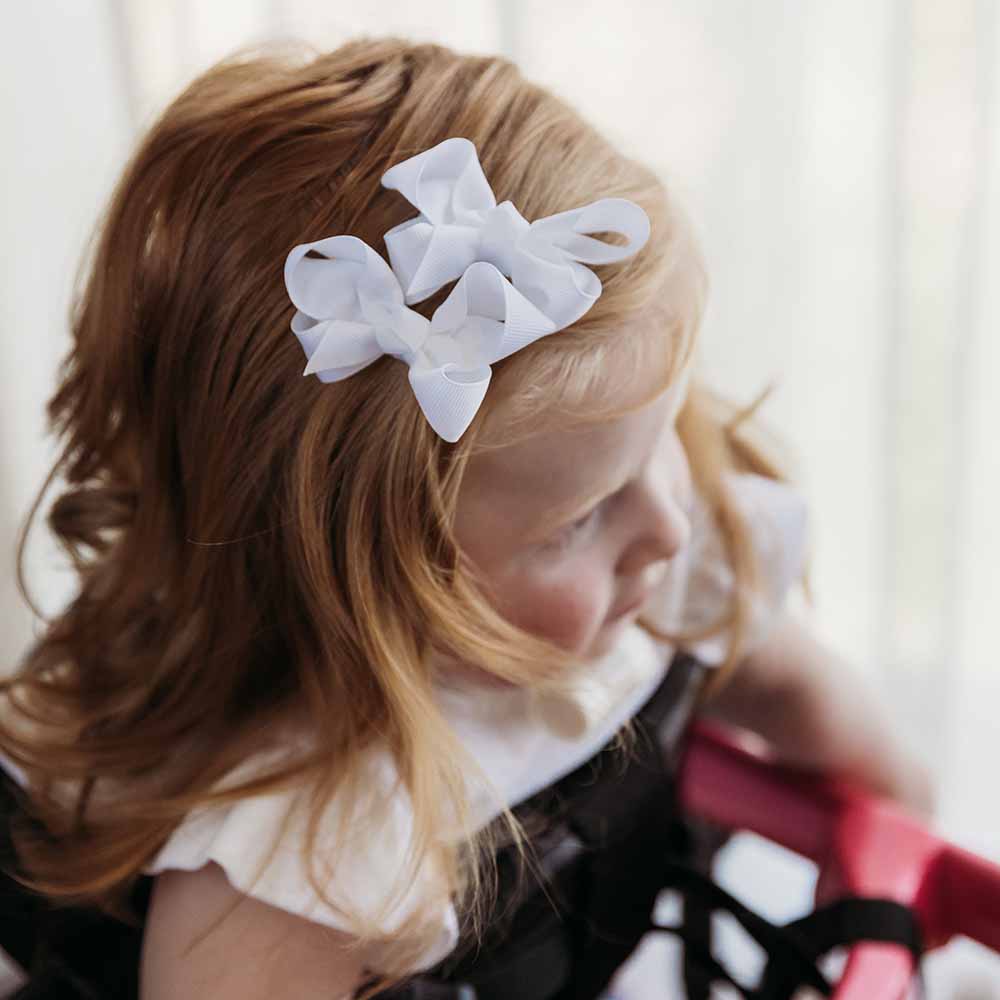 Snuggle Hunny - White Piggy Tail Hair Clips - Pair