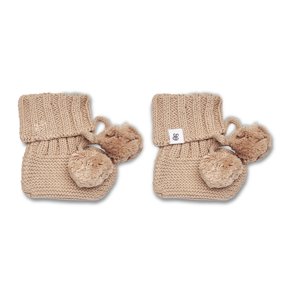 Hazelnut Cotton Knit Booties flatlay