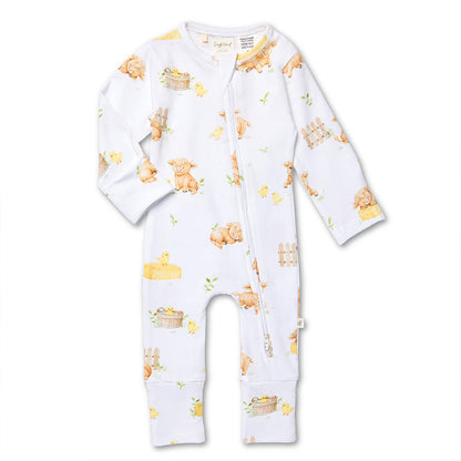 Snuggle Hunny Highland Cows convertible romper flatlay