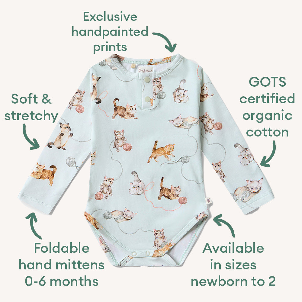 Snuggle Hunny Kittens Long Sleeve Organic Bodysuit