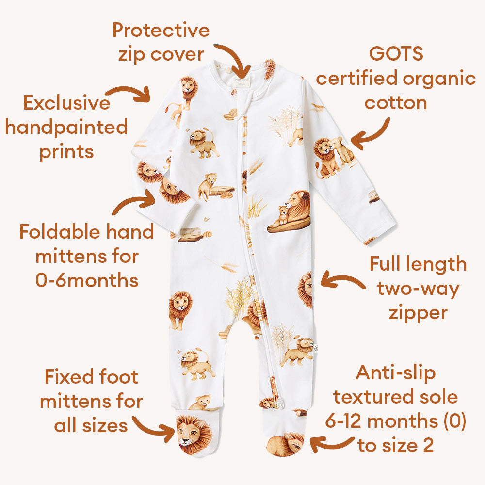 Snuggle Hunny Lion Organic Snuggle Sleepsuit Zip Footie