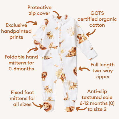 Snuggle Hunny Lion Organic Snuggle Sleepsuit Zip Footie