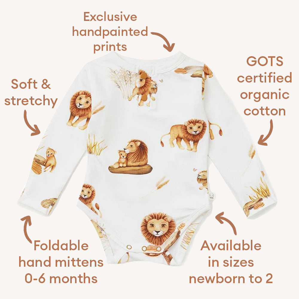 Snuggle Hunny - Lion Long Sleeve Organic Bodysuit