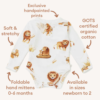 Snuggle Hunny - Lion Long Sleeve Organic Bodysuit
