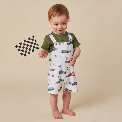 Little Racers Organic Snuggle Overall Shorts