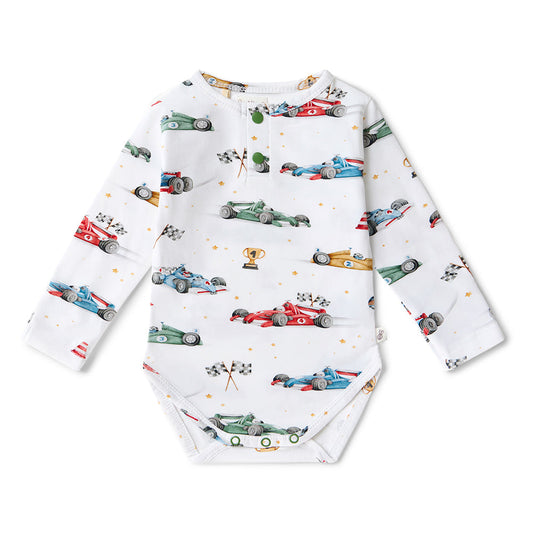 Little Racers LS Bodysuit flatlay