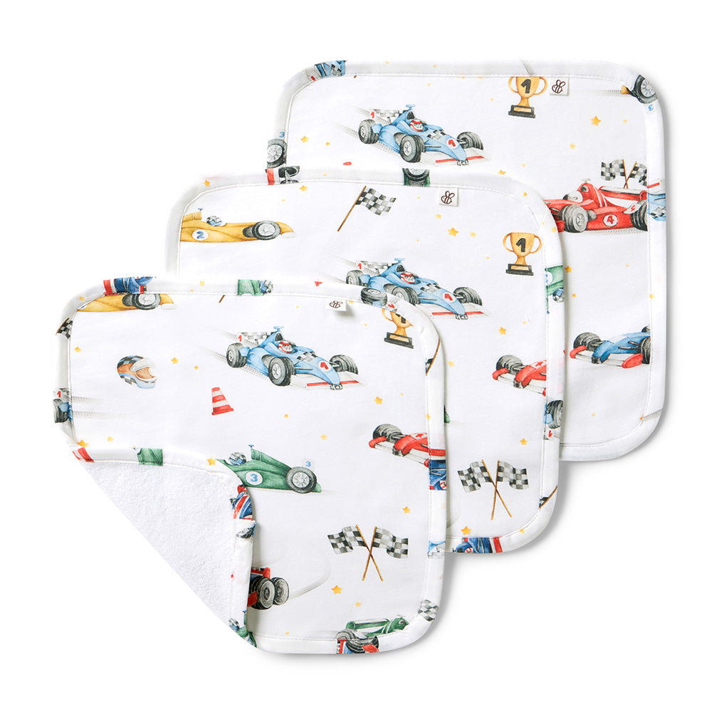 Snuggle Hunny Little Racers Organic Wash Cloths - 3 Pack