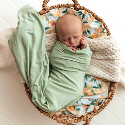 Snuggle Hunny - Mint Organic Jersey Wrap & Beanie Set