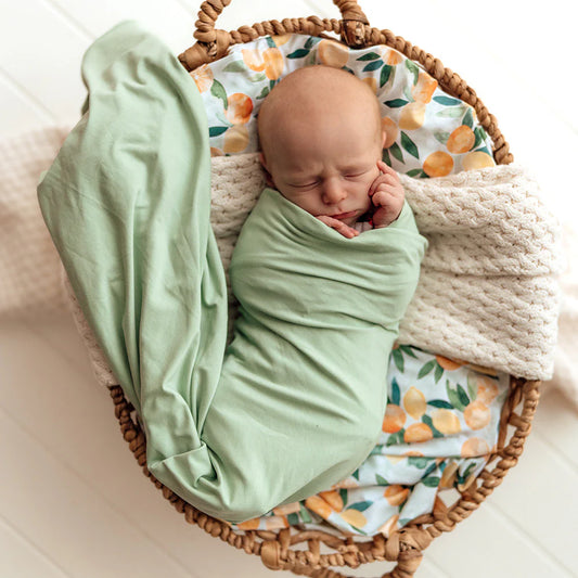 Snuggle Hunny - Mint Organic Jersey Wrap & Beanie Set