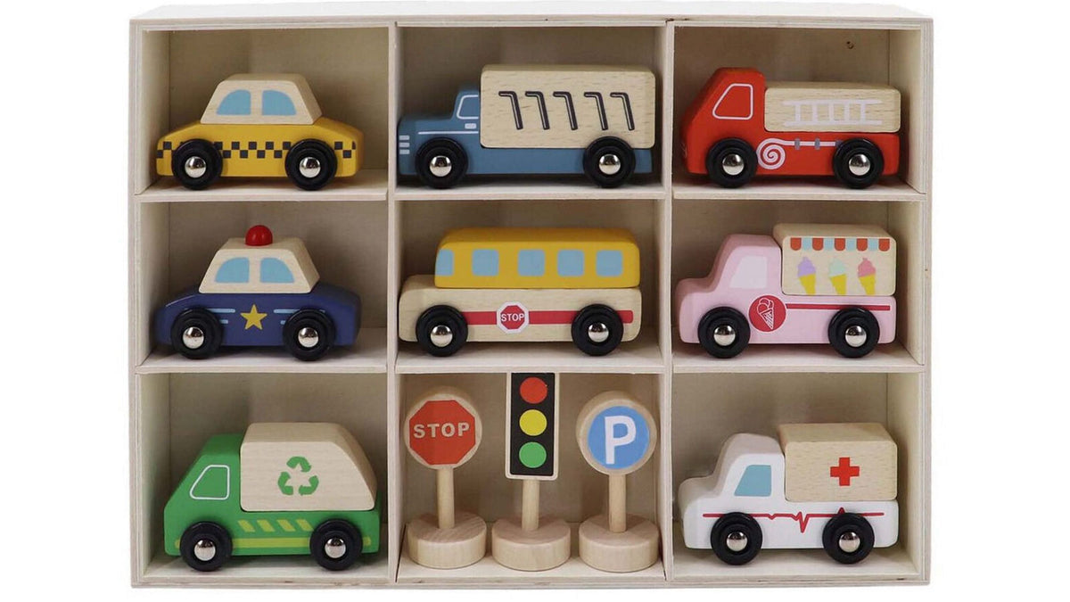 Wooden Box Transportation & Street Sign Set
