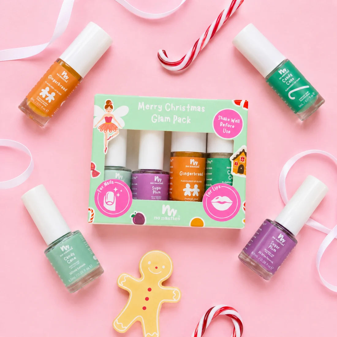 Merry Christmas Glam Gift Set of Lip Gloss and Nail Polish
