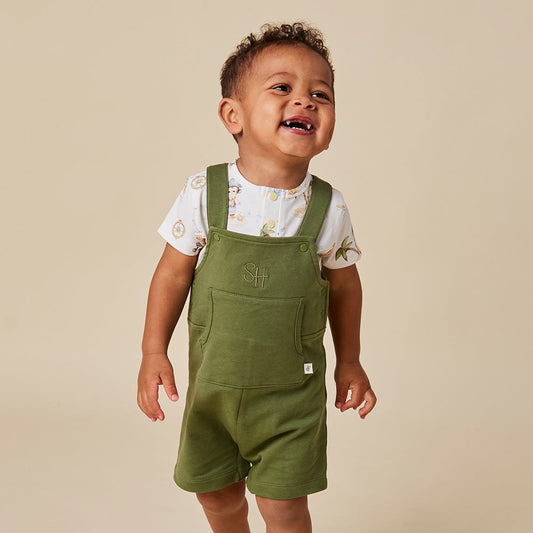 Snuggle Hunny - Olive Organic Joey Overall Shorts
