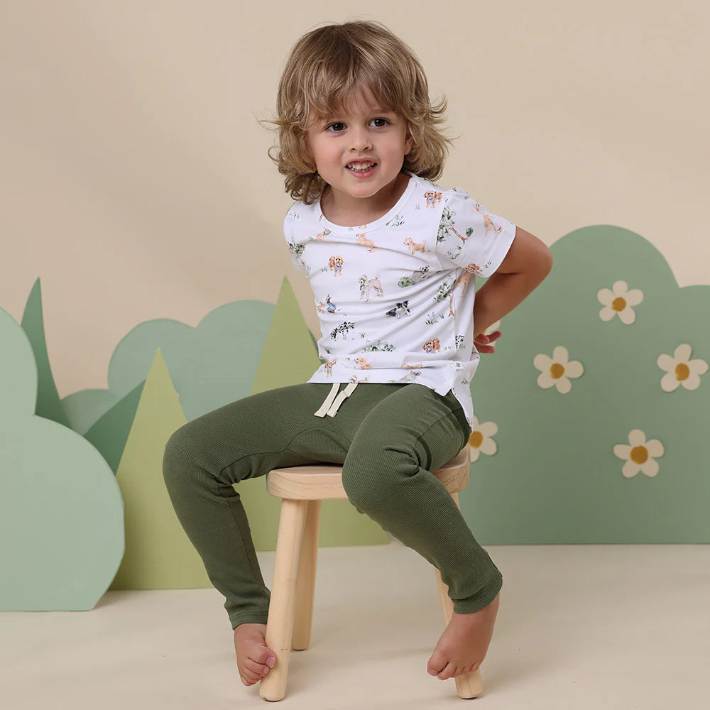 Snuggle Hunny - Olive Ribbed Organic Pants