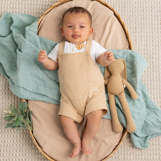Snuggle Hunny - Pebble Organic Joey Overall Shorts