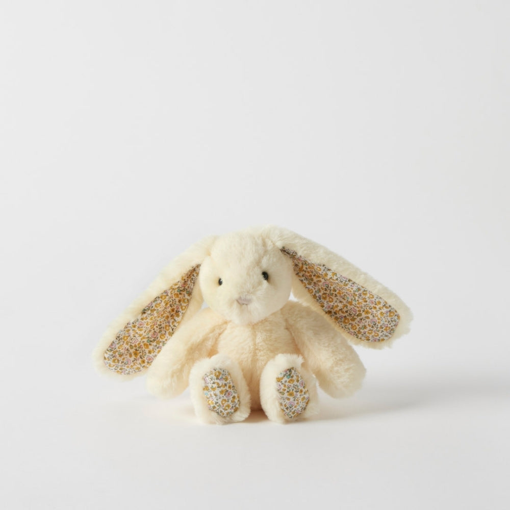 Jiggle & Giggle Plush Baby Rattle Bunny Pastel Yellow Floral Ears
