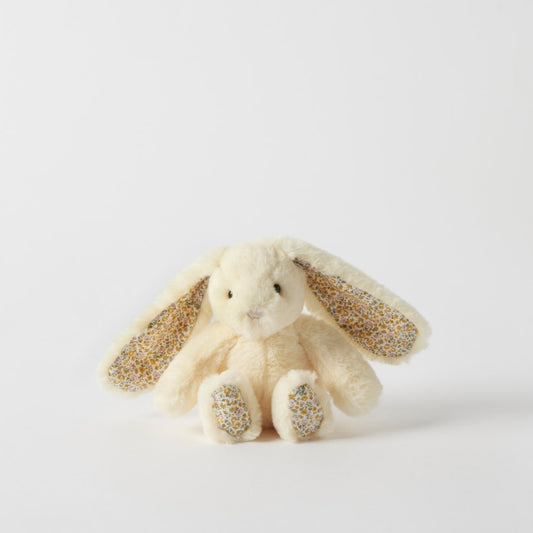 Jiggle & Giggle Plush Baby Rattle Bunny Pastel Yellow Floral Ears