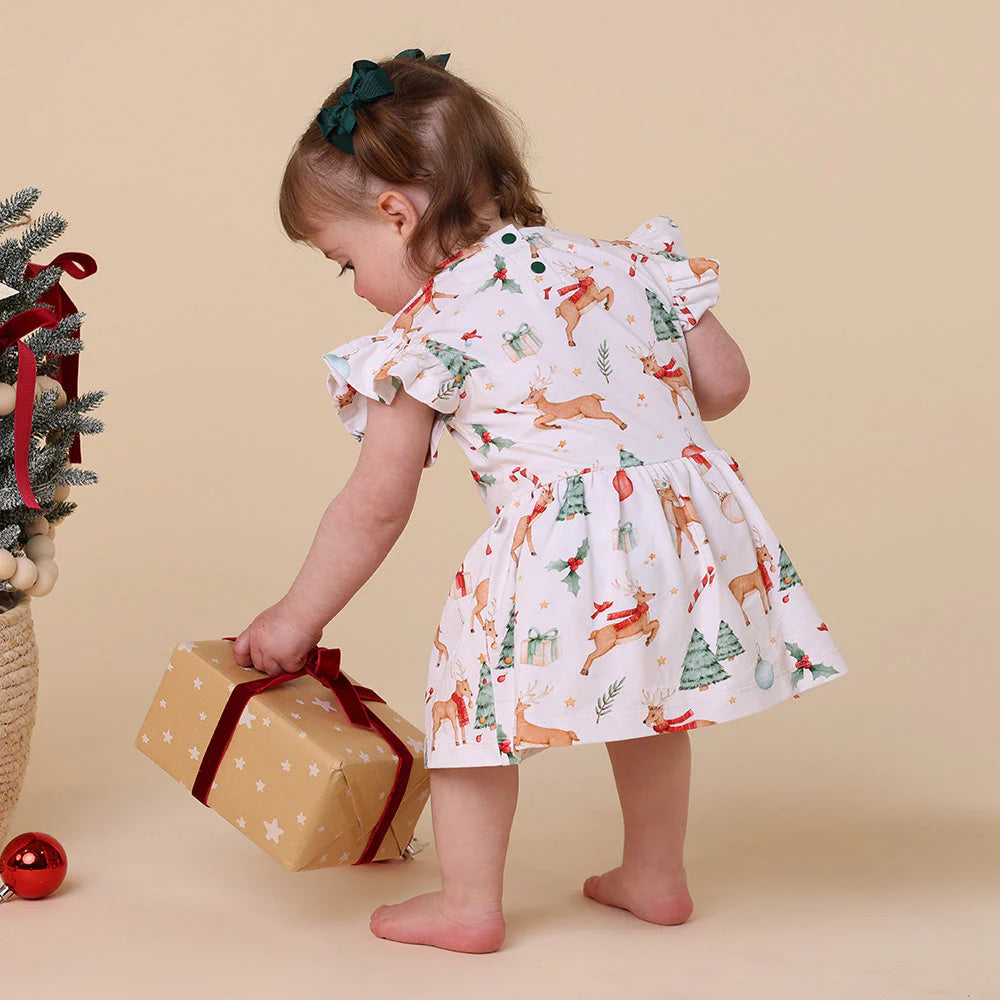 Snuggle Hunny - Prancer & Friends Short Sleeve Organic Dress