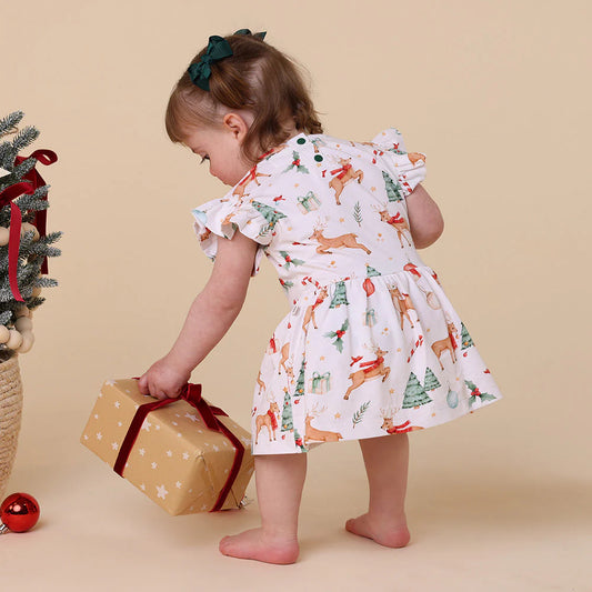Snuggle Hunny - Prancer & Friends Short Sleeve Organic Dress