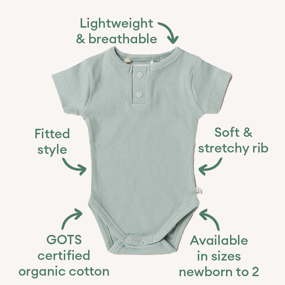 Snuggle Hunny Sage Short Sleeve Organic Bodysuit