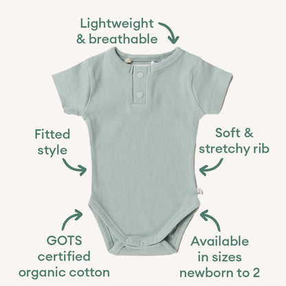 Snuggle Hunny Sage Short Sleeve Organic Bodysuit