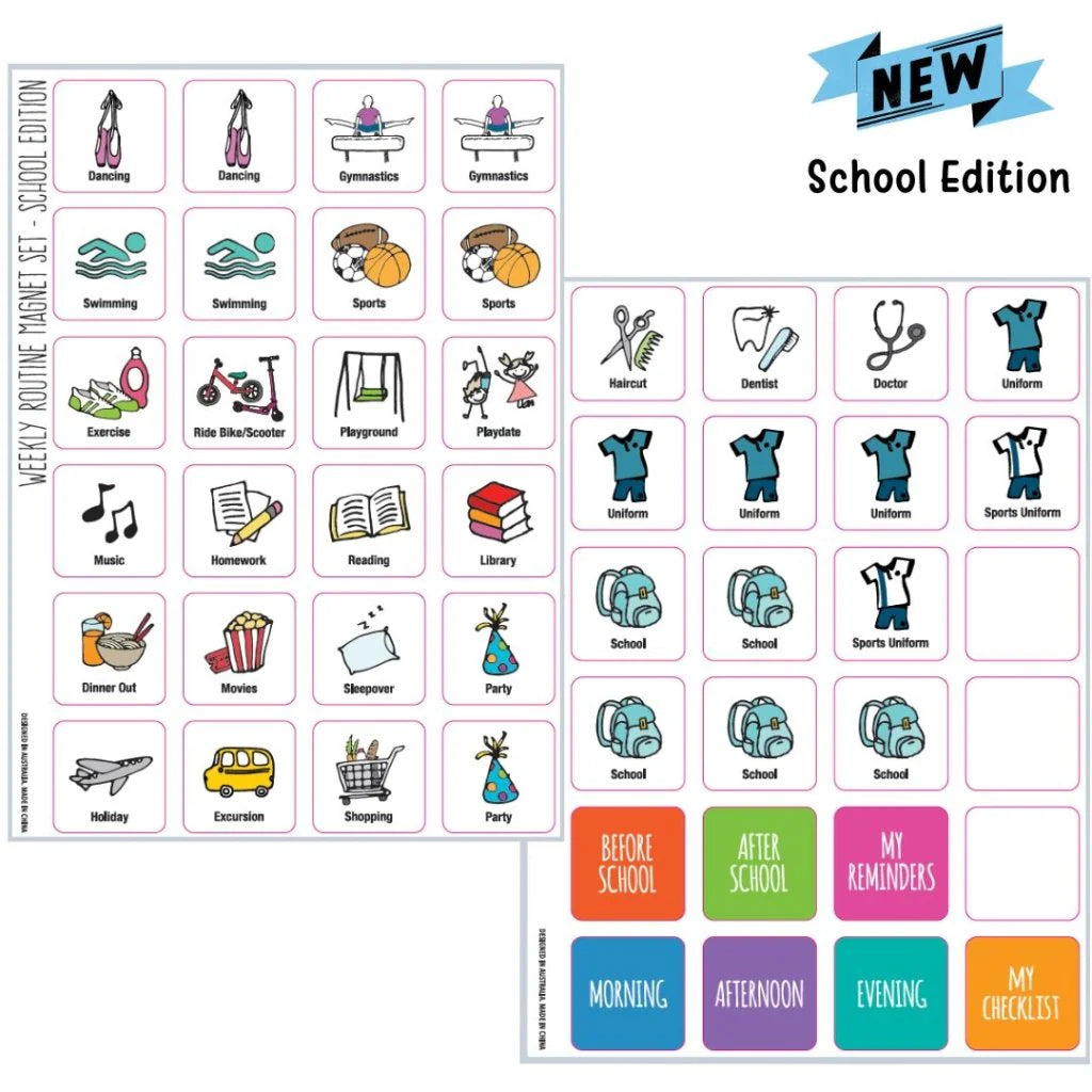 Weekly Routine Magnet Set - School Edition
