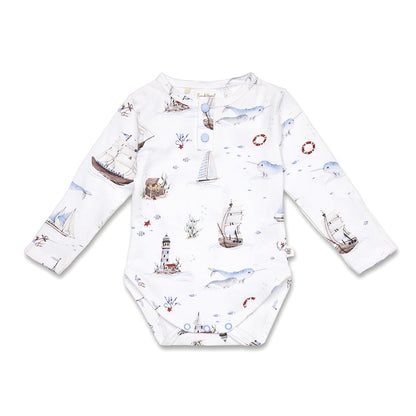Snuggle Hunny Set Sail Long Sleeve Organic Bodysuit